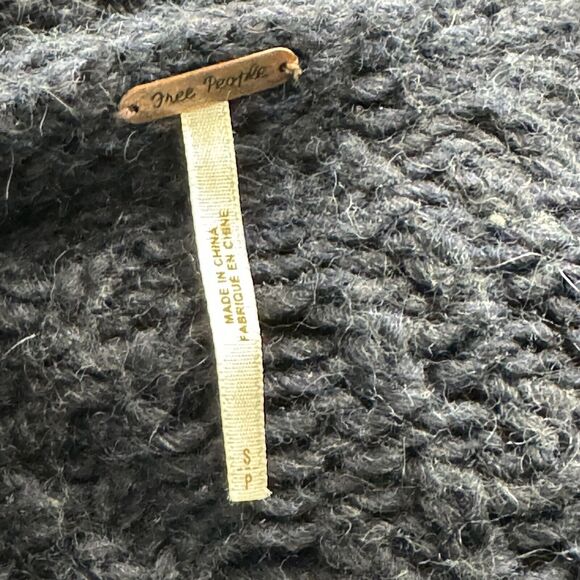 Free People Wool & Alpaca Blend Dark Navy Blue Long Cardigan Sweater Size Small - Picture 2 of 13